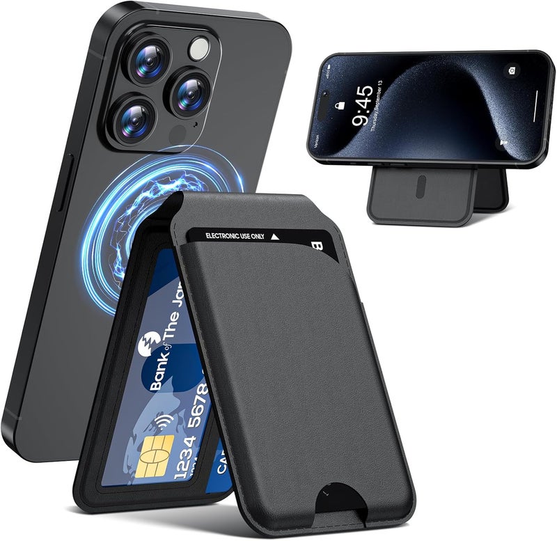 Frapkom for MagSafe Wallet, Powerful Magnetic Wallet for iPhone, Adjustable Leather Magnetic Card Holder for iPhone 17/16/15/14/13/12 Series, Card Slot, ID Window, RFID Blocking（black） - Image 1